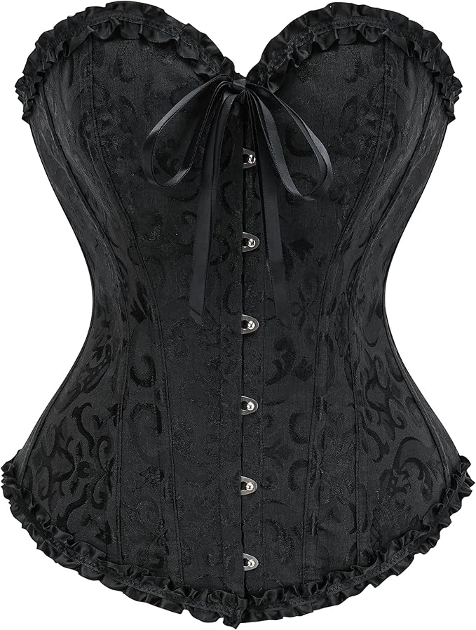 Black SZIVYSHI 14-bone overbust corset top