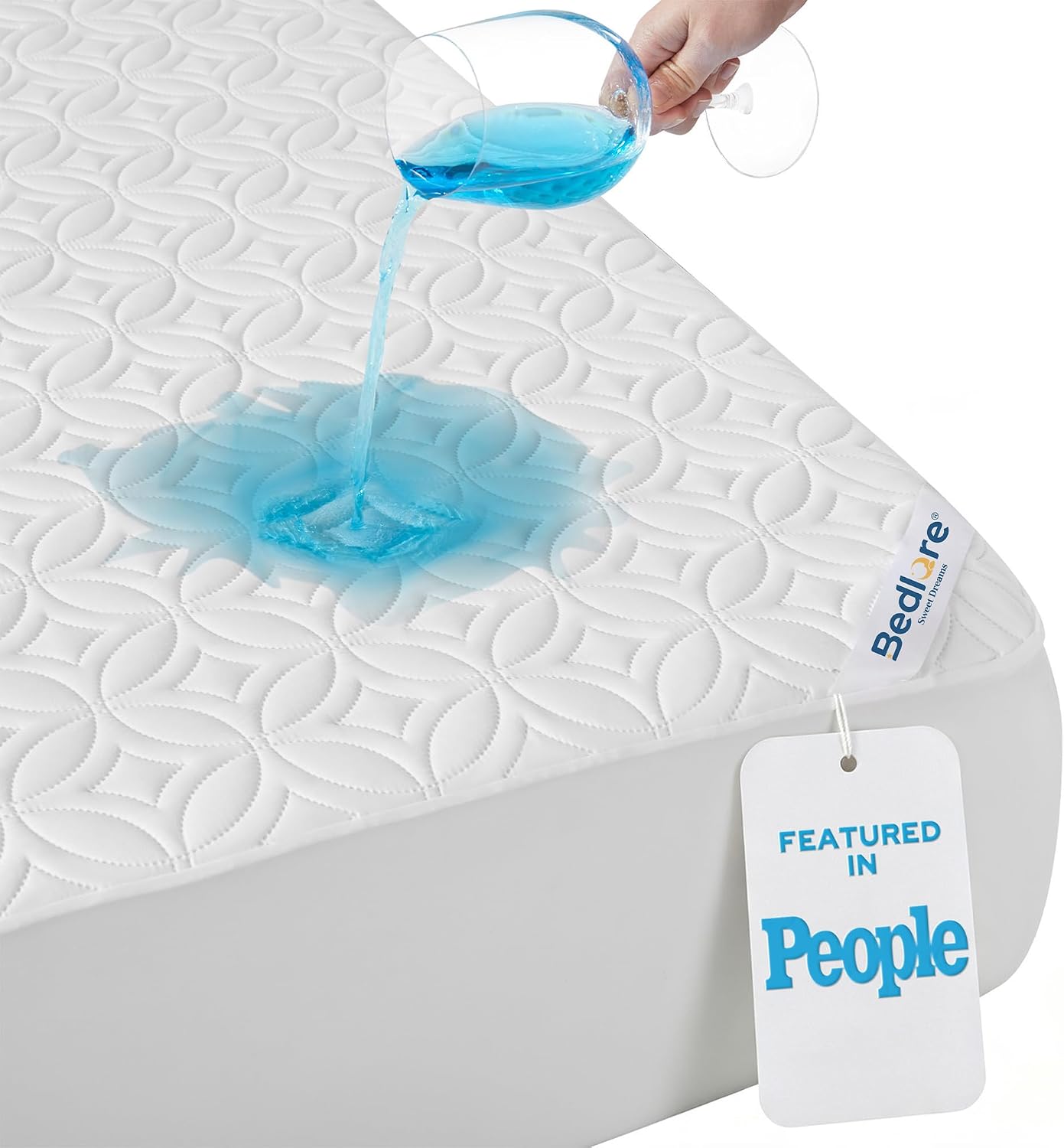 White BEDLORE queen waterproof mattress protector